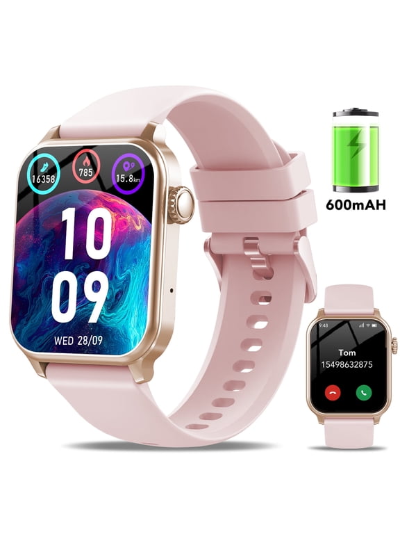 Smart Watches for Men Women, Smartwatch Fits for iPhone Android 1.83" HD Fitness Tracker with Call Function, 600 mAh 30 Day Battery Life, 110+ Sport Modes, Fitness Watch, IP68 Waterproof Pink