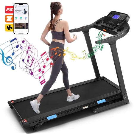 Tikmboex 18'' Incline Treadmill with Powerful 3.25 HP Motor, 36 Preset Programs ,Bluetooth and Audio Speakers for Cardio Workout, Black 300lb