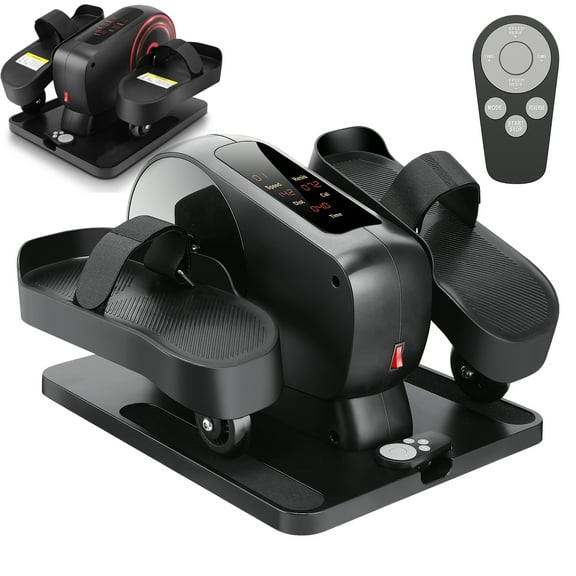 Tikmboex 2-in-1 Under Desk Elliptical Machines, Mini Elliptical with Adjustable Speed, Leg Exerciser for Seniors,Red