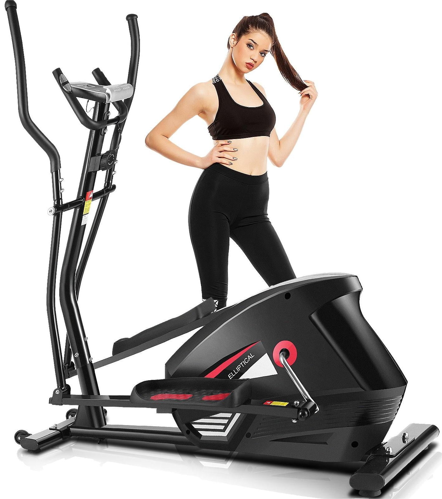 Tikmboex APP Elliptical Machine Elliptical Exercise Machine for Home Use with Adjustable 10 Levels Magnetic Resistance LCD Display for Indoor
