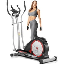 Tikmboex APP Elliptical Machine Elliptical Trainer with 8-Level of Magnetic Resistence, Multi-Function LCD Monitor, Heart Rate Sensor, 350 lbs Weight Capacity for Home Cardio Use (Red)
