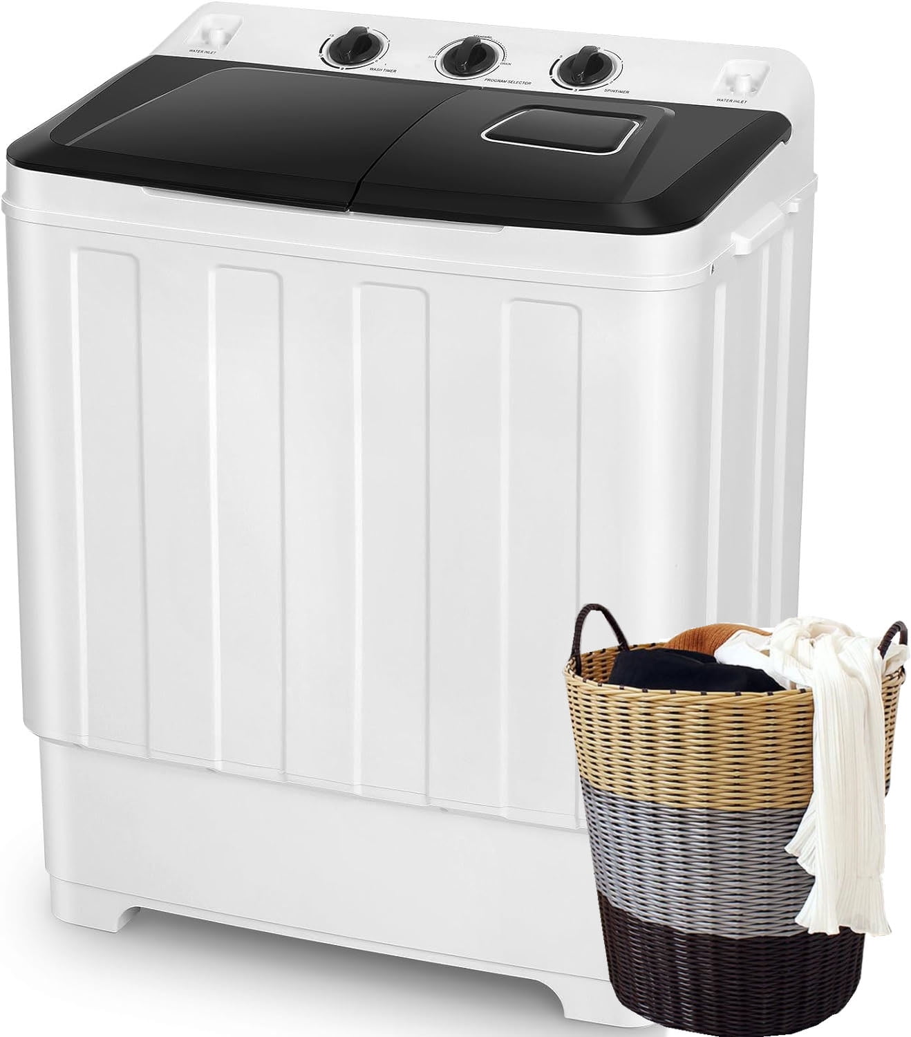 VCJ Portable Washing Machine, Twin Tub Washing Machine Laundry Compact  Washer spinner Combo with 14lbs capacity, 9Lbs Washer and 5Lbs Spinner  dryer