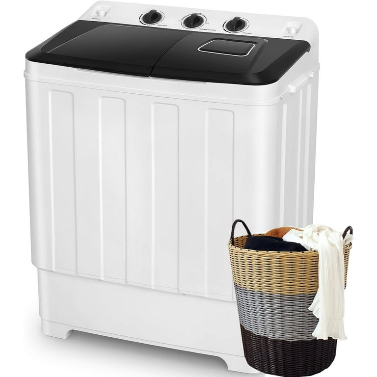 Tikmboex Portable Washing Machine, 30lbs Twin Tub Mini Compact Laundry Washer 19lbs Washer/11lbs Spinner with Drain Pump & Time Control Washer Spinner