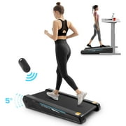 Tikmboex Walking Pad Treadmill with 5% Incline, 2.5HP Under Desk Treadmil with Remote and Unique Lamp Strip Design for Walking Running, Black 300 Lbs Capacity