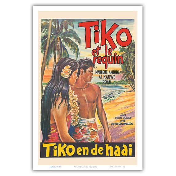 Tiko and the Shark (Tiko et le Requin) - Starring Marlene Among and Roau - Vintage Film Movie Poster c.1962 - Master Art Print (Unframed) 12in x 18in