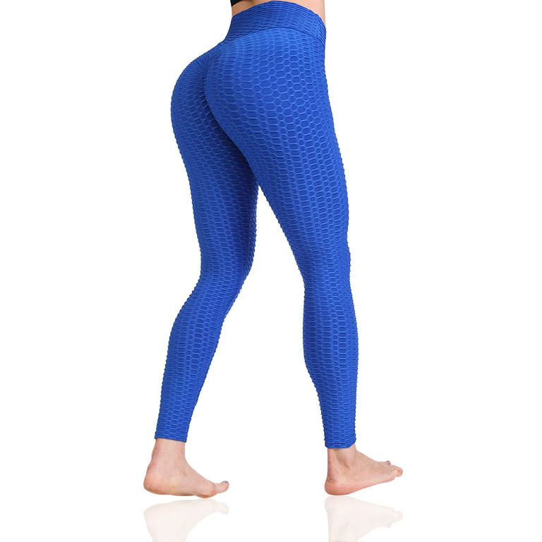 Tiktok Leggings for Women (Blue), Butt Lifting High Waist Yoga Pants, Tummy  Control Scrunch Workout Running Booty Tights, XL Size