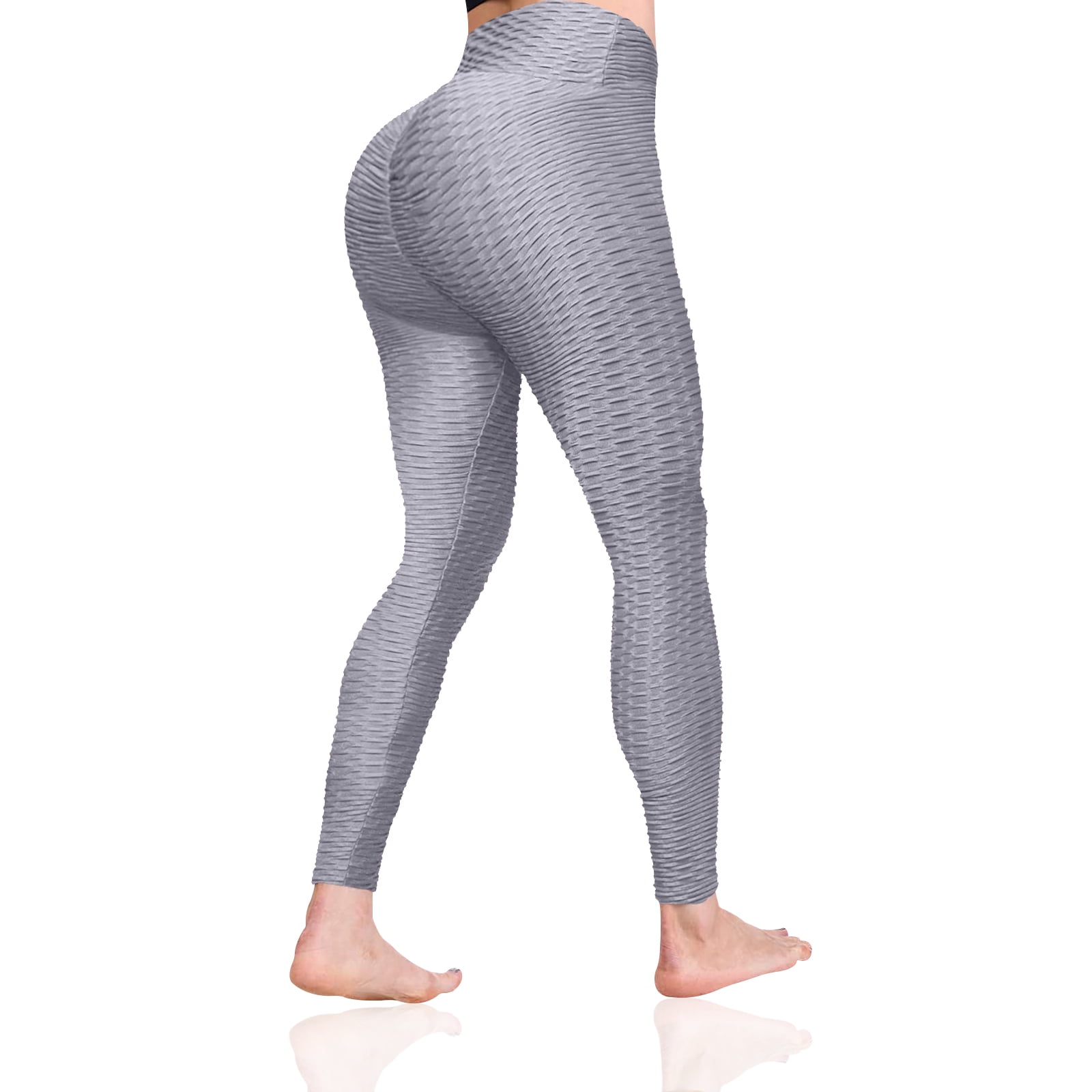 Canrulo Women Booty Legging Yoga Pants Bubble Butt Lifting Workout Tights  Grey XL 