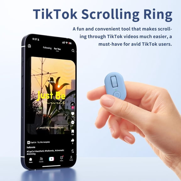 Tiktok Scrolling Ring, Page Turner for iPad & Android Tablet Ebook Reading, Bluetooth Connected, Remote Control for iPhone Series, iPad, Android Phone, and More