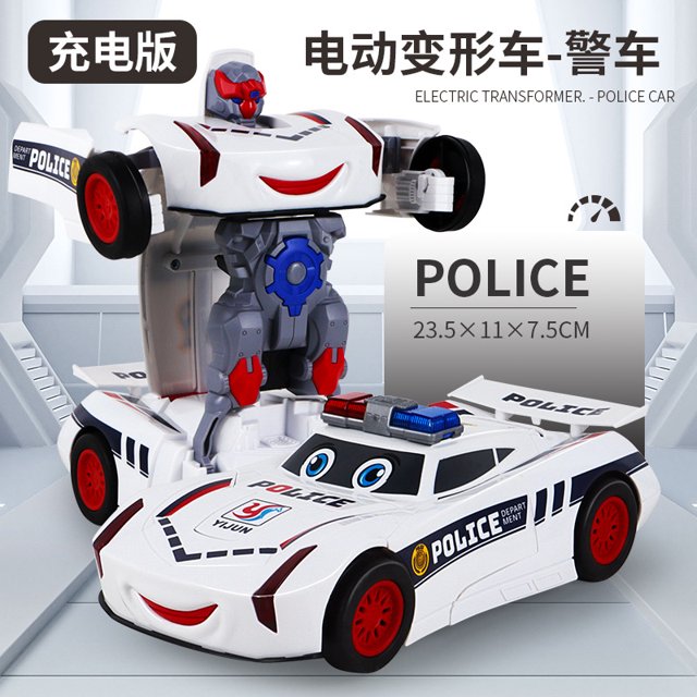 Tiktok‘s same automatic deformation police car robot children‘s