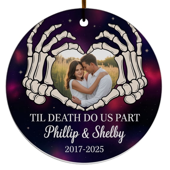 Til Death Do Us Part Christmas Ornament 2025, Add Photo Mr & Mrs Always ForMarried Keepsake, Custom Name Text Picture Year Anniversary Christmas Ornament, Wedding Gifts