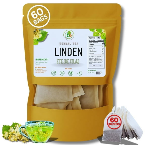 Tila Té (Linden Tea) – 60 Tea Bags – 100% Natural, Vegan, Herbal – Caffeine-Free, Gluten-Free, Non-GMO – Soothing Traditional Infusion – by Bexpertsusa