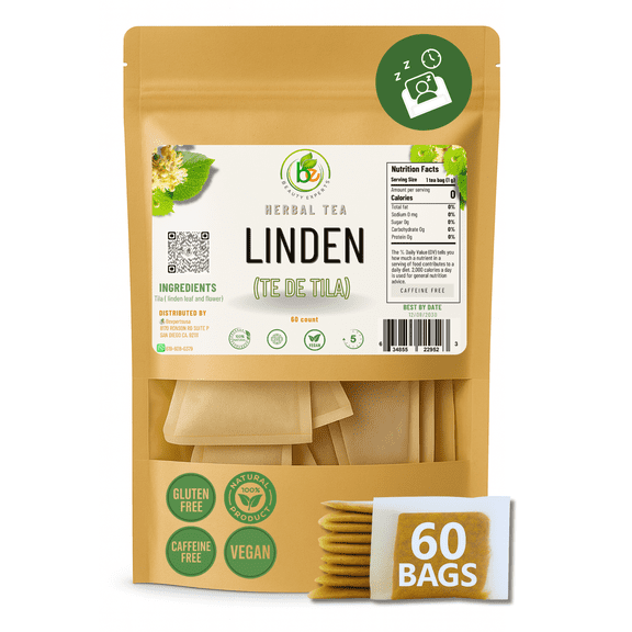 Tila T (Linden Tea) 60 Tea Bags 100% Natural, Vegan, Herbal Caffeine-Free, Gluten-Free, Non-GMO Soothing Traditional Infusion by Bexpertsusa