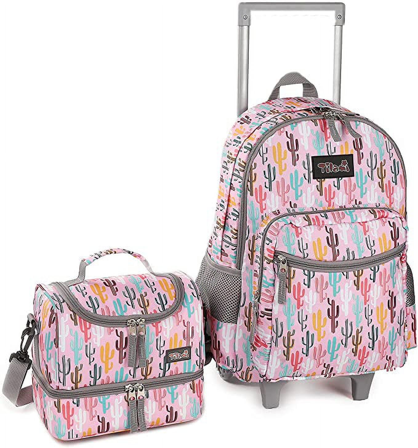 Tilami Rolling Backpack 18 inch Double Handle with Lunch Bag Wheeled
