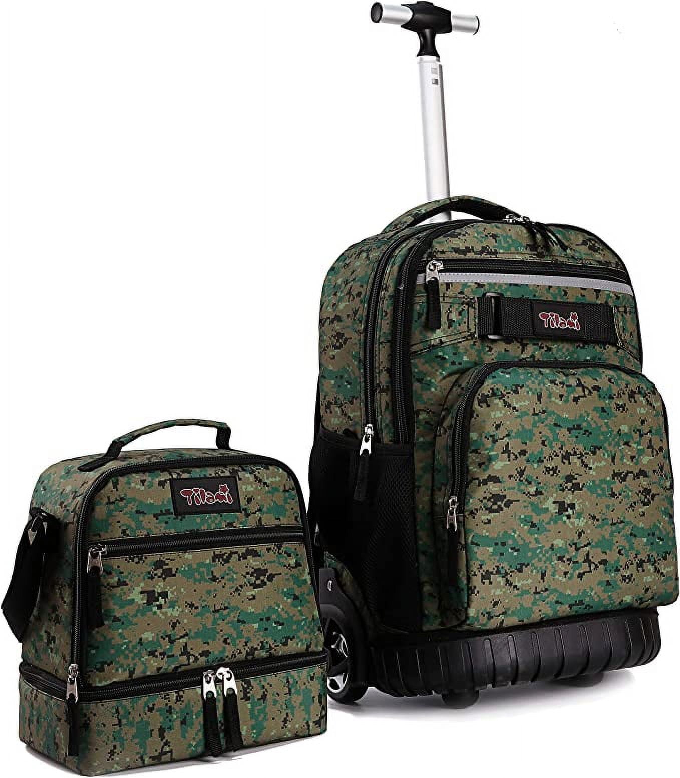 Tilami Rolling Backpack 19 inch with Lunch Bag Wheeled Laptop Backpack