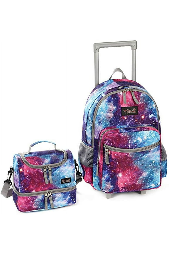 Unisex Large Capacity Durable Polyester Rolling Backpack, Blue