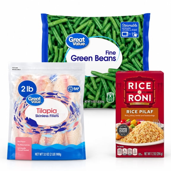Tilapia Fillets with Rice Pilaf and Green Beans Dinner Bundle
