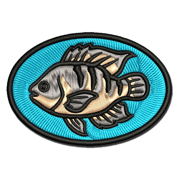 Tilapia Fish Fishing Applique Multi-Color Embroidered Hook & Loop Patch - 2.5 Inch Small