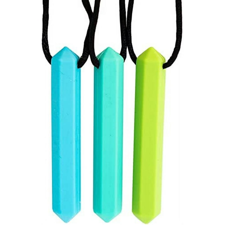 Tilcare Chew Chew Pencil Sensory Necklace 3 Set Best for Kids or Adults That Like Biting or Have Autism a Perfectly Textured Silicone Chewy Toys Chewing Pendant for Boys