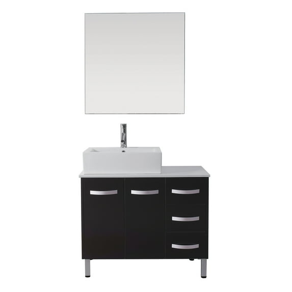 Tilda 36" Single Bath Vanity in and Square Sink with Brushed Nickel Faucet with Matching Mirror