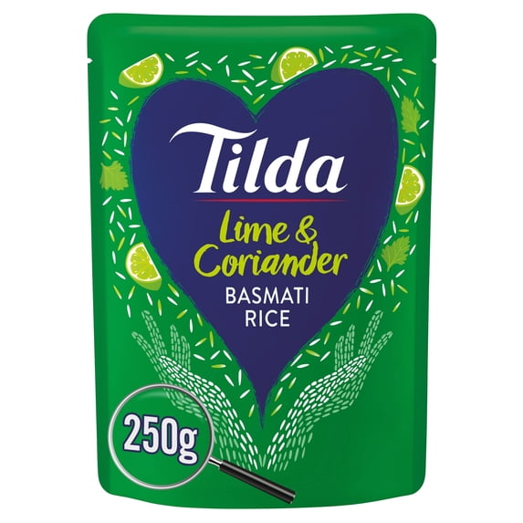 Tilda Lime & Coriander Basmati Rice 250g, Imported from Britain