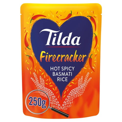 Tilda Microwave Hot Firecracker Basmati Rice 250g, British Import (Pack of 2)