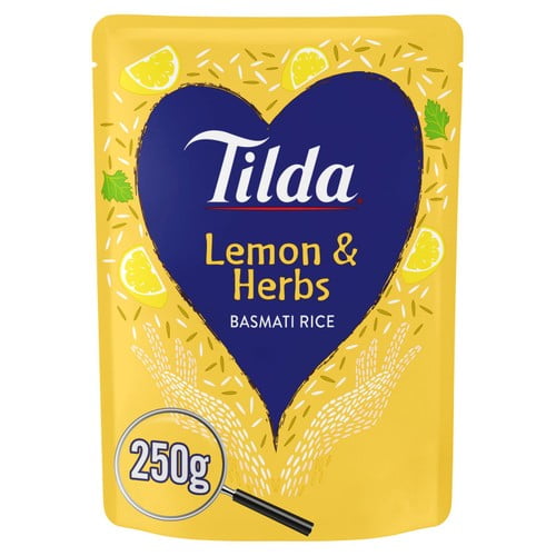 Tilda Microwave Lemon & Herbs Basmati Rice 250g, British Import (Pack of 2)