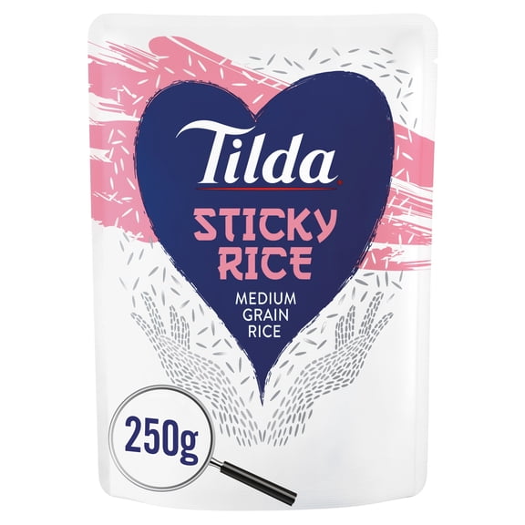 Tilda Microwave Sticky Medium Grain Rice 250G, Imported from Britain