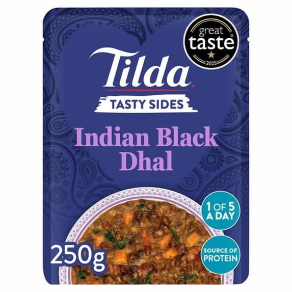 Tilda Tasty Sides Indian Black Dhal Pulses and Vegetables 250g, British Import (Pack of 2)