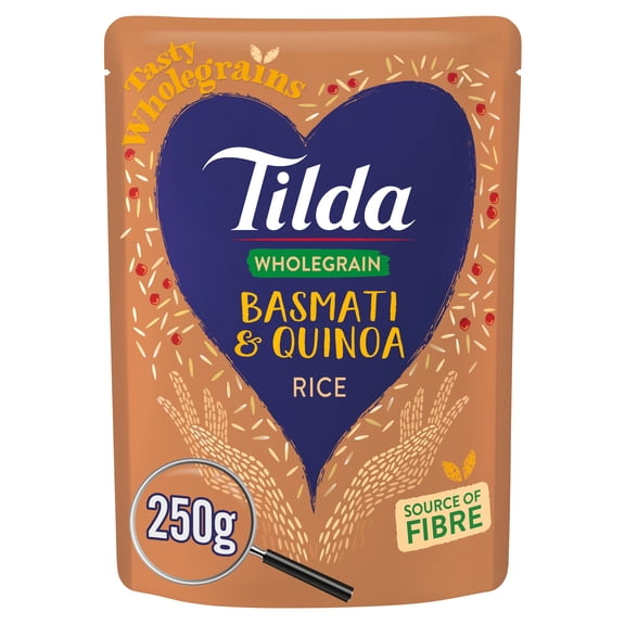 Tilda Wholegrain Basmati & Quinoa Rice 250g, Imported from Britain
