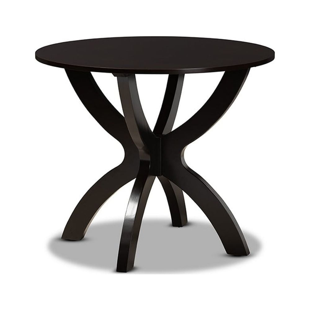 Contemporary 36" Round Dark Brown Wood Dining Table for Four