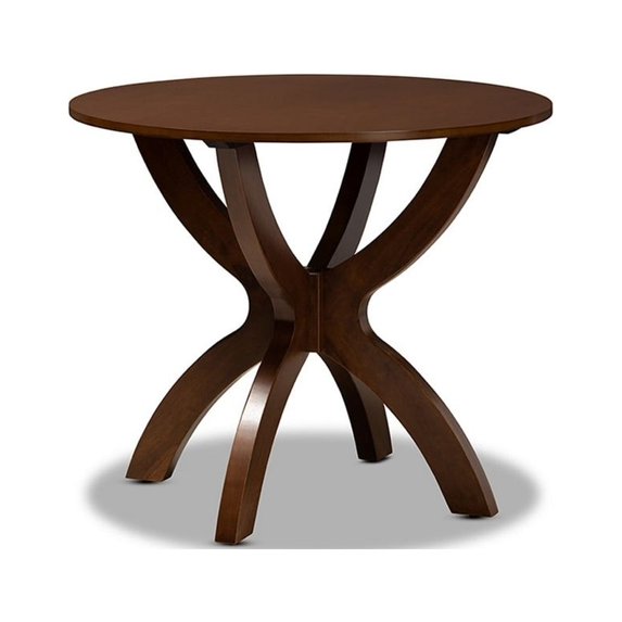 Tilde Modern and Contemporary Walnut Brown Finished 35-Inch-Wide Round Wood Dining Table