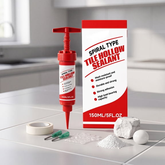 Tile Adhesive 150Ml, Tile Fixing Sealant for Empty Loose Tiles, Grout Gap Filler for Ceramic Tile Maintenance, Waterproof Sealant for Tile Repair Work, Complete Set with Pointed