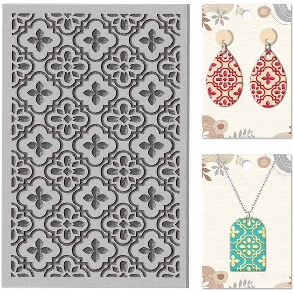 Tile Baroque Pattern Clay Texture Mat Retro Floral Polymer Texture Sheets DIY Tools for Clay Pottery Earring Jewelry Making Stamp Engraving Machines 3.9x2.6inch