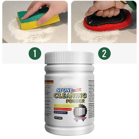 Tile Cleaner and Polishing Powder - Remove Tough Stains, Watermarks & Rust Without Scrubbing - Safe for Granite, Quartz, Engineered Stone & Tile - No Water Needed, Easy Application