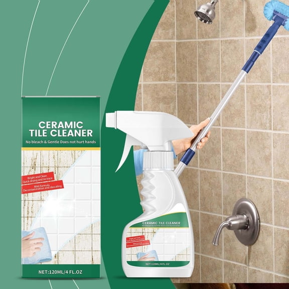 Tile Cleaner Spray 120ml,Household Stain Remover Deep Cleans Countertops Tiles Removes Dirt and Maintains Brightness,Quick-Rinse Solution for Kitchens Bathrooms and Home Surfaces-A