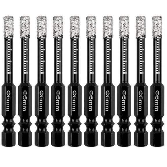 Tile Core Drill Bit 3/16-In Hex Shank Dry Set for Ceramic Tile, , Marble and Stone Hard Materials, 1 Set in OPP Bag