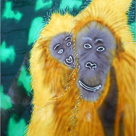 Tile Craft monkey hand painted ceramic art tile 6x6 inches with attached easel back