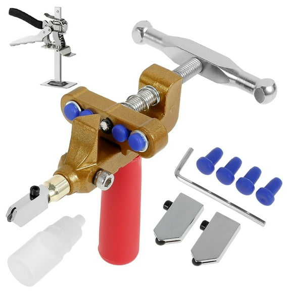 Tile Cuttter with Tungsten Steel Blade, 2-in-1 Manual Glass Cutter Tool with Breaking Pliers, Portable Glass Knife,1 * Tile Cuttter with Tungsten Steel Blade 1 * Short tile lifter,As Shown