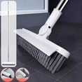 thumbnail image 1 of Tile Floor Grout Cleaner Brush with V Shaped Rotating Head 2 in 1 Bristle and Silicone Squeegee Detachable Design Stainless Steel Handle for Bathroom Kitchen Corner Cleaning, 1 of 6