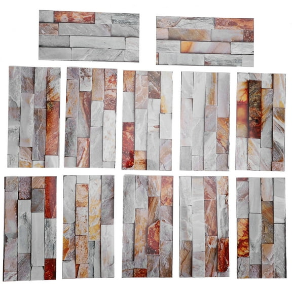 Tile Floor Sticker 12pcs Peel and Stick Backsplash Self Adhesive Wall Waterproof Oil-Proof Removable with Scraper Tool for Kitchen Bathroom Furniture Living-Room Home Decor[KIT046]