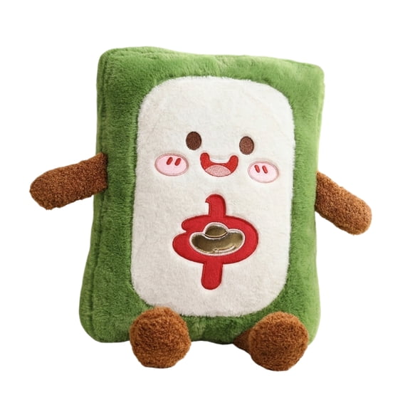Tile Game, Kawaii Plush, 4X6 In, Red Throw Pillow, Chinese Decorations, Game Room Decor, Plush Toy, Green Multi Tone, 1 Pc
