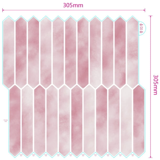 Tile Glossy Wood Marble Grain Backsplash Tile Peel and Stick, 10 Sheets Long Hexagon PVC Self Adhesive Mosaic Wall Tiles Stick on Backsplash for Kitchen and Bathroom