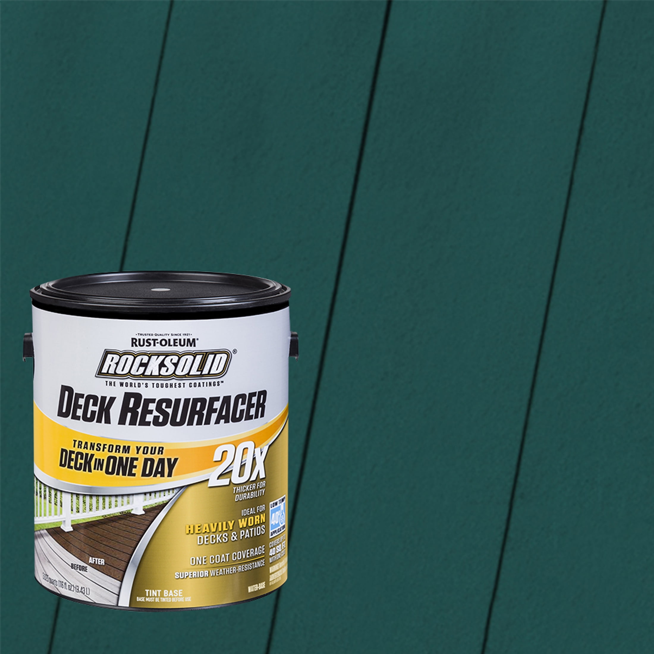 Tile Green, Rust-Oleum RockSolid 20X Exterior Wood Deck Resurfacer-319412T, Gallon