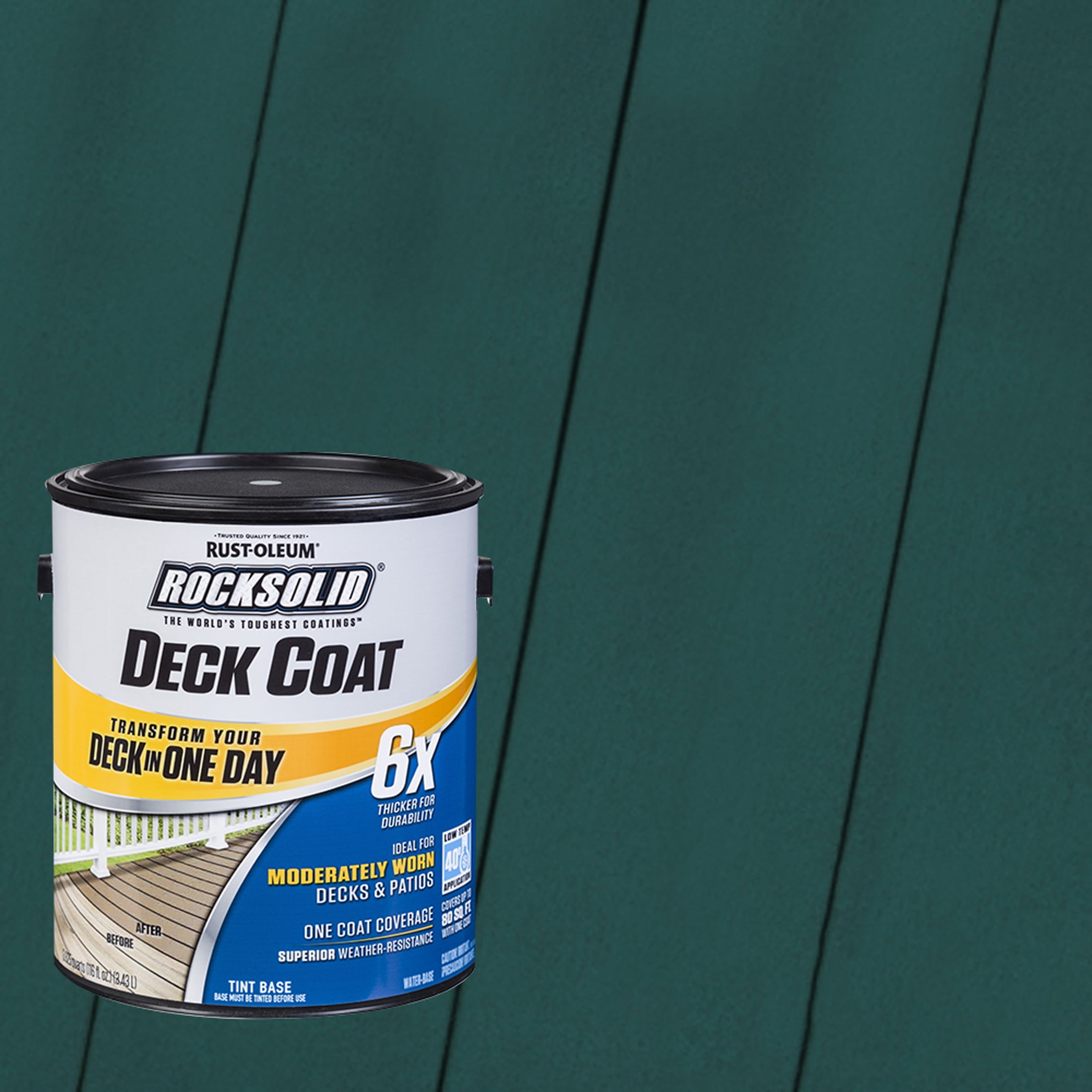 Tile Green, Rust-Oleum RockSolid 6X Exterior Wood Deck Coat-319667T, Gallon