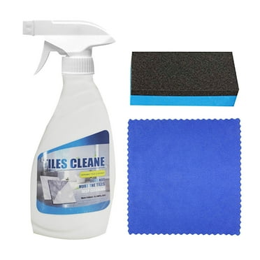 Tile and Grout Cleaner, Instant Results Ceramic Porcelain Tile Floor Cleaner, Natural Powerful Liquid Cleaner with Sponge Brush and Towel, Odorless Easy Use Safe for Bathroom, Grout Stain Remover
