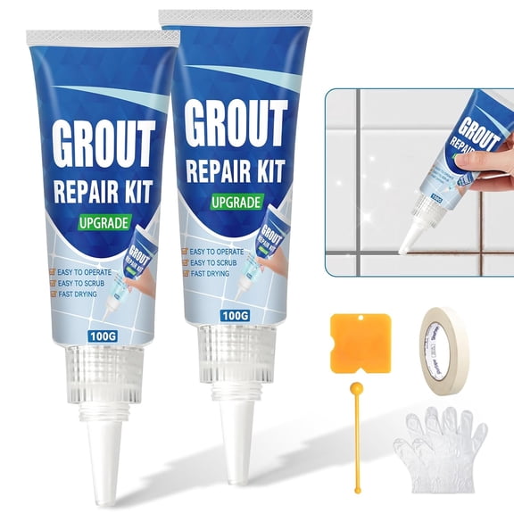 Tile Grout Repair Kit, 2 Pack Grey Fast Drying Grout Filler for Bathroom, Kitchen, Shower, Replace Grout Pen for Restore and Renew Tile Joints Line, Versatile Triple Use with Grout Sealer (Grey)