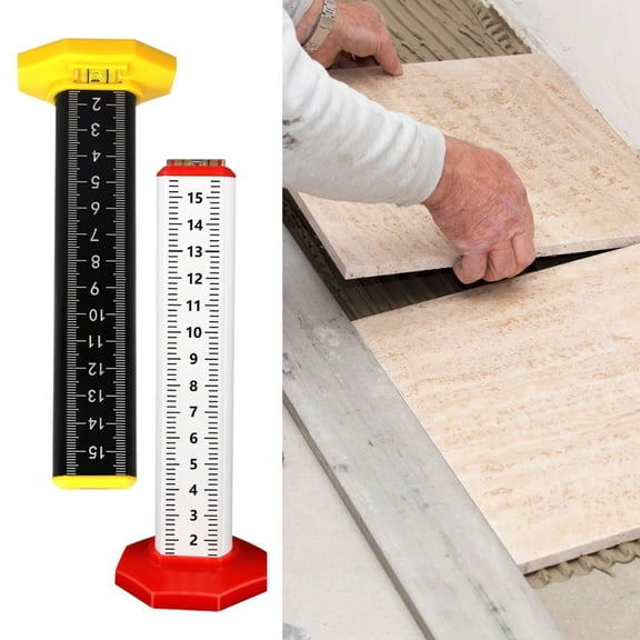 Tile Height Measuring Ruler - Aluminum Alloy | Magnetic Base | Double-Sided Scale | Floor Tile Height Gauge & Leveling Tool | Indoor & Outdoor Use | Carpentry & Tiling Tasks | 1 Pc