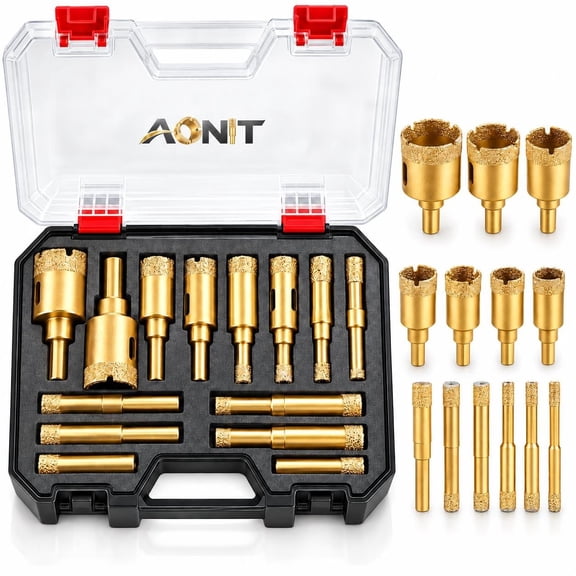 Tile Hole Saw Kit, 12Pc Diamond Set 6-35mm, Glass Drill Bit, Heat Resistant Vacuum Brazed Dry Coring Tools, Multi-Material Cutter | Fast Clean Cutting for Granite, Ceramic, Marble & Stone(RL)