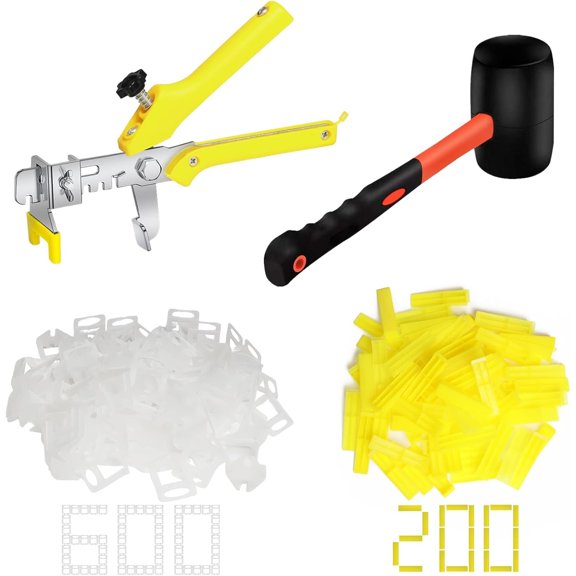 Tile Leveling System Tiles Leveler Spacers - 600-Piece Leveling Spacer Clips Plus 200-Piece Reusable Wedges-1/16 Inch Tile Spacers Lippage Free Tile and Stone Installation for PRO and DIY