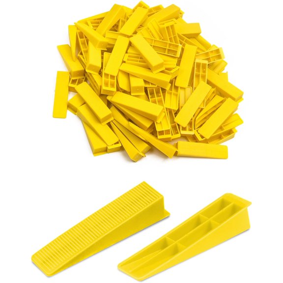 Tile Leveling System Wedges, 300pcs Reusable Tile Leveler Wedges for 1/8",1/12",1/16", 1/32" Spacers and Tile Leveling System Clips, Tile Leveler Tools for Wall/Floor Tile & (Yellow)